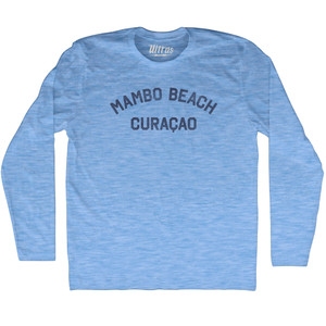 Mambo Beach Curacao Adult Tri-Blend Long Sleeve T-shirt - Athletic Blue
