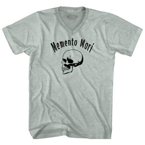 Memento Mori (Remember You Must Die) Skull Adult Tri-Blend V-neck T-shirt - Athletic Cool Grey Memento Mori (Remember You Must Die) Skull Adult Tri-Blend V-neck T-shirt - Athletic Cool Grey