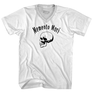 Memento Mori (Remember You Must Die) Skull Adult Tri-Blend V-neck T-shirt - White Memento Mori (Remember You Must Die) Skull Adult Tri-Blend V-neck T-shirt - White