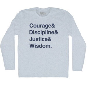 Four Virtues of Stoicism Adult Tri-Blend Long Sleeve T-shirt - Athletic White Four Virtues of Stoicism Adult Tri-Blend Long Sleeve T-shirt - Athletic White