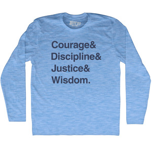 Four Virtues of Stoicism Adult Tri-Blend Long Sleeve T-shirt - Athletic Blue Four Virtues of Stoicism Adult Tri-Blend Long Sleeve T-shirt - Athletic Blue