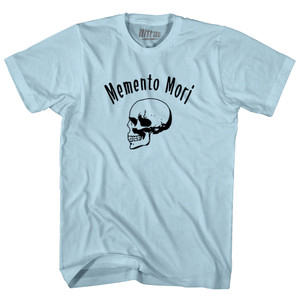 Memento Mori (Remember You Must Die) Skull Adult Cotton T-shirt - Light Blue Memento Mori (Remember You Must Die) Skull Adult Cotton T-shirt - Light Blue