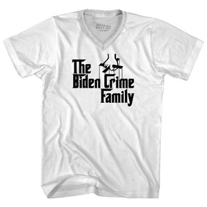 The Godfather Inspired The Biden Crime Family Adult Tri-Blend V-neck T-shirt - White The Godfather Inspired The Biden Crime Family Adult Tri-Blend V-neck T-shirt - White