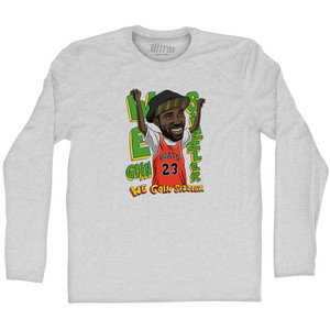 We Goin Sizzler White Men Basketball Adult Cotton Long Sleeve T-shirt - Grey Heather