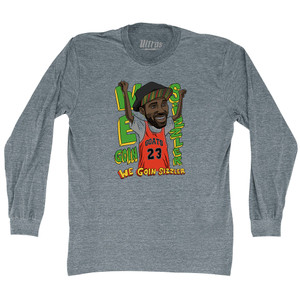 We Goin Sizzler White Men Basketball Adult Tri-Blend Long Sleeve T-shirt - Athletic Grey
