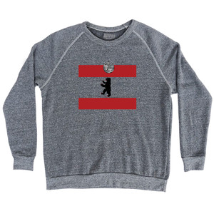 Berlin Dancing Bear Disco Ball Flag Adult Tri-Blend Sweatshirt - Athletic Grey Berlin Dancing Bear Disco Ball Flag Adult Tri-Blend Sweatshirt - Athletic Grey