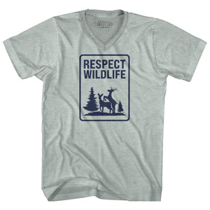 Respect Wildlife Sign Adult Tri-Blend V-neck T-shirt - Athletic Cool Grey Respect Wildlife Sign Adult Tri-Blend V-neck T-shirt - Athletic Cool Grey