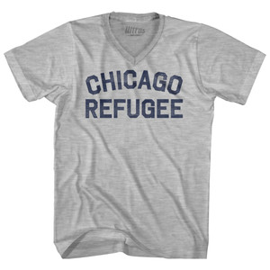 Chicago Refugee Adult Cotton V-neck T-shirt - Grey Heather