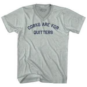 Corks Are For Quitters Adult Tri-Blend V-neck T-shirt - Athletic Cool Grey Corks Are For Quitters Adult Tri-Blend V-neck T-shirt - Athletic Cool Grey