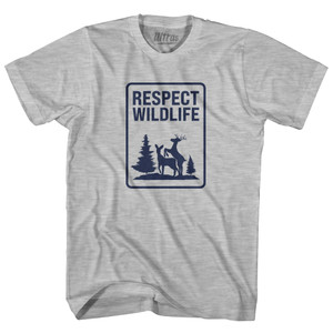 Respect Wildlife Sign Adult Cotton T-shirt - Grey Heather