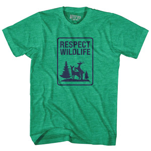 Respect Wildlife Sign Adult Tri-Blend T-shirt - Athletic Green