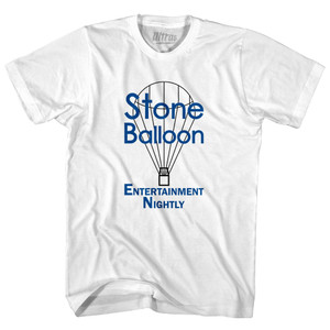 Stone Balloon Entertainment Nightly Womens Cotton Junior Cut T-Shirt - White Stone Balloon Entertainment Nightly Womens Cotton Junior Cut T-Shirt - White