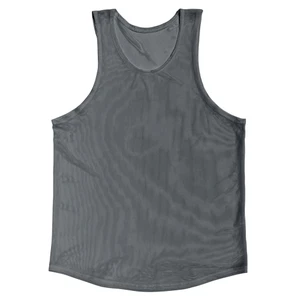 Grey Dark Sheer Athletic Tank Top - Grey Dark Sheer