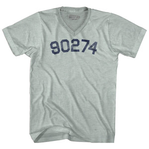 Custom 5 Digit Zip Code Adult Tri-Blend V-neck T-shirt - Athletic Cool Grey
