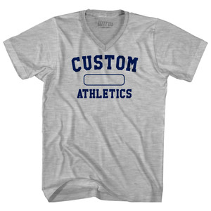 Custom Athletics Bubble Adult Cotton V-neck T-shirt - Grey Heather Custom Athletics Bubble Adult Cotton V-neck T-shirt - Grey Heather