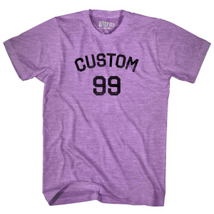 Custom Text Over Custom Number Adult Tri-Blend T-shirt - Athletic Purple