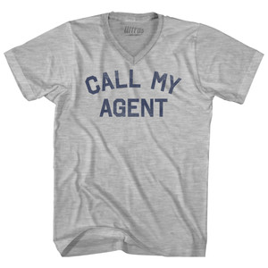 Call My Agent Adult Cotton V-neck T-shirt - Grey Heather