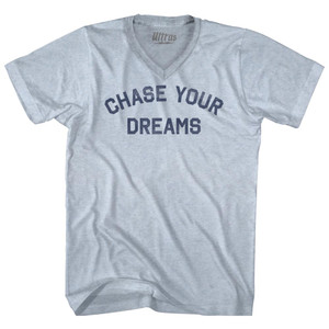 Chase Your Dreams Adult Tri-Blend V-neck T-shirt - Athletic White Chase Your Dreams Adult Tri-Blend V-neck T-shirt - Athletic White