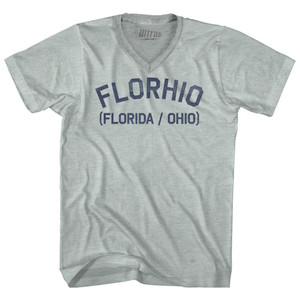 Florhio (Florida Ohio) Adult Tri-Blend V-neck T-shirt - Athletic Cool Grey Florhio (Florida Ohio) Adult Tri-Blend V-neck T-shirt - Athletic Cool Grey