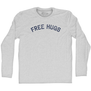 Free Hugs Adult Cotton Long Sleeve T-shirt - Grey Heather