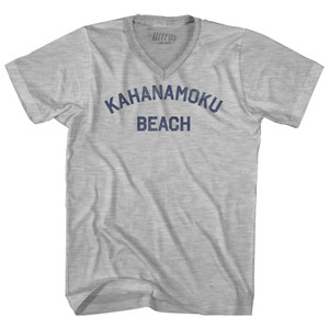 Kahanamoku Beach Adult Cotton V-neck T-shirt - Grey Heather
