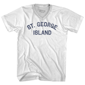 St. George Island Adult Tri-Blend V-neck T-shirt - White