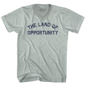 The Land Of Opportunity Adult Tri-Blend V-neck T-shirt - Athletic Cool Grey The Land Of Opportunity Adult Tri-Blend V-neck T-shirt - Athletic Cool Grey