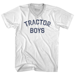 Tractor Boys Adult Tri-Blend V-neck T-shirt - White