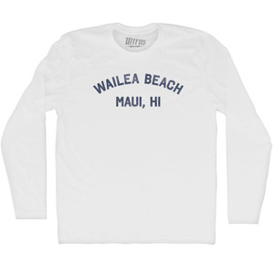 Wailea Beach Maui, HI Adult Cotton Long Sleeve T-shirt - White