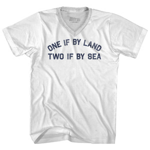 One If By Land Two If By Sea Adult Tri-Blend V-neck T-shirt - White