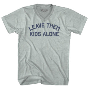 Leave Them Kids Alone Adult Tri-Blend V-neck T-shirt - Athletic Cool Grey