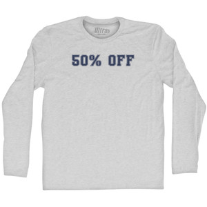50% OFF Adult Cotton Long Sleeve T-shirt - Grey Heather
