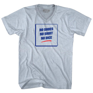 Fast Times Signs No Shoes No Shirt No Dice Adult Tri-Blend V-neck T-shirt - Athletic White Fast Times Signs No Shoes No Shirt No Dice Adult Tri-Blend V-neck T-shirt - Athletic White