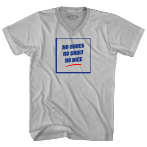 Fast Times Signs No Shoes No Shirt No Dice Adult Tri-Blend V-neck T-shirt - Cool Grey