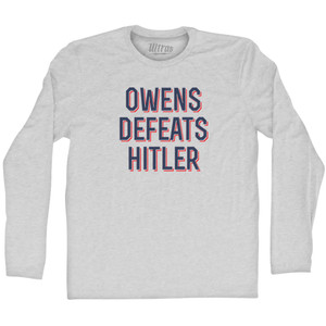 Owens Defeats Hitler Adult Cotton Long Sleeve T-shirt - Grey Heather