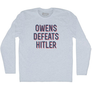 Owens Defeats Hitler Adult Tri-Blend Long Sleeve T-shirt - Athletic White