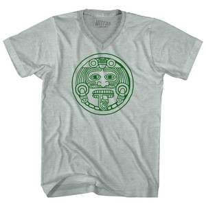 Mexico Aztec Sun Stone Adult Tri-Blend V-neck T-shirt - Athletic Cool Grey Mexico Aztec Sun Stone Adult Tri-Blend V-neck T-shirt - Athletic Cool Grey