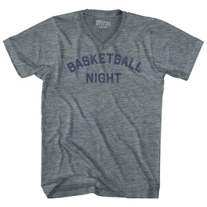 Basketball Night Tri-Blend V-neck Womens Junior Cut T-shirt - Athletic Grey