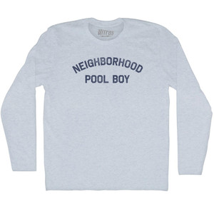 Neighborhood Pool Boy Adult Tri-Blend Long Sleeve T-shirt - Athletic White