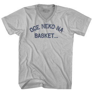 Oce neko na basket Adult Tri-Blend V-neck T-shirt - Cool Grey