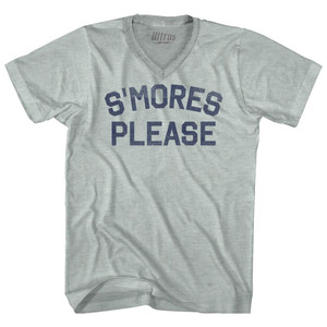 S'mores Please Adult Tri-Blend V-neck T-shirt - Athletic Cool Grey S'mores Please Adult Tri-Blend V-neck T-shirt - Athletic Cool Grey