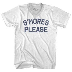 S'mores Please Adult Tri-Blend V-neck T-shirt - White