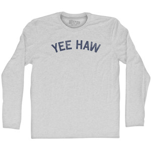 Yee Haw Adult Cotton Long Sleeve T-shirt - Grey Heather