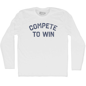 Compete To Win Adult Cotton Long Sleeve T-shirt - White