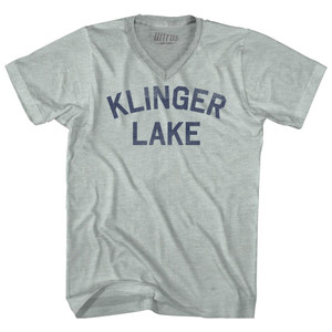 Klinger Lake Adult Tri-Blend V-neck T-shirt - Athletic Cool Grey