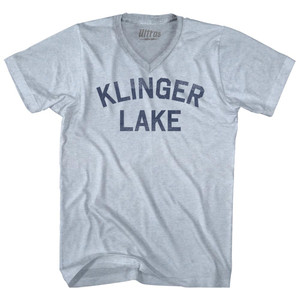 Klinger Lake Adult Tri-Blend V-neck T-shirt - Athletic White
