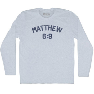 Matthew 6 9 Adult Tri-Blend Long Sleeve T-shirt - Athletic White