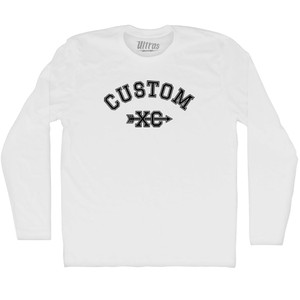 Custom XC Cross Country Running Adult Cotton Long Sleeve T-shirt - White Custom XC Cross Country Running Adult Cotton Long Sleeve T-shirt - White