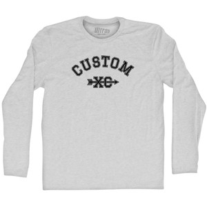 Custom XC Cross Country Running Adult Cotton Long Sleeve T-shirt - Grey Heather Custom XC Cross Country Running Adult Cotton Long Sleeve T-shirt - Grey Heather