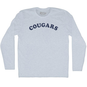 Cougars Adult Tri-Blend Long Sleeve T-shirt - Athletic White